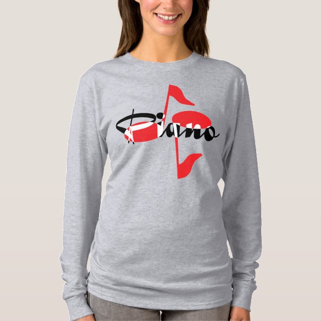 Camiseta Notas rojas de piano (Anverso)