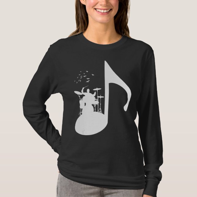 Camiseta Note Birds Drummer Design (Anverso)