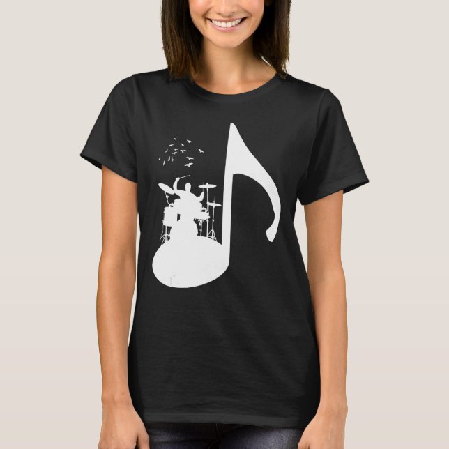 Camiseta Note Birds Drummer Design (Anverso)