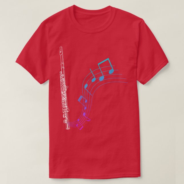 Camiseta Notes Music Sheet Transverse Flute 2118 (Diseño del anverso)