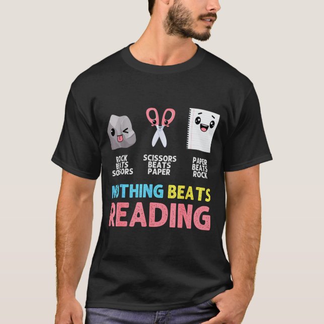 Camiseta Nothing Beats Reading Funny Rock Paper Scissors  (Anverso)