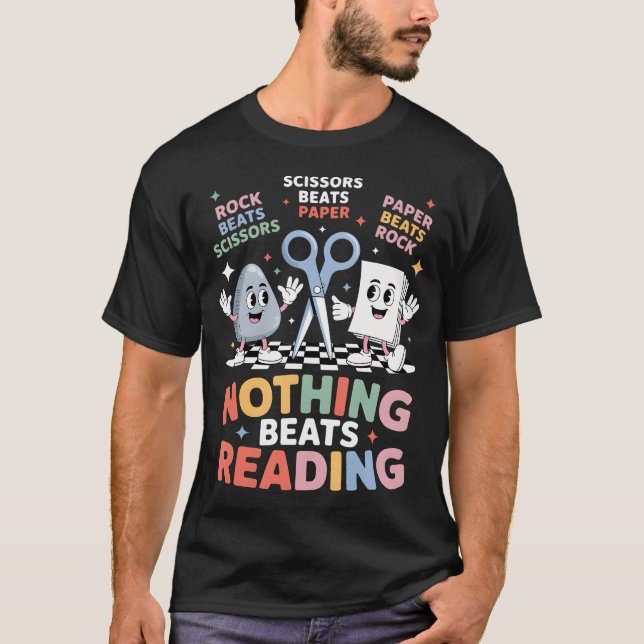 Camiseta Nothing Beats Reading Teacher Librarian Rock Paper (Anverso)