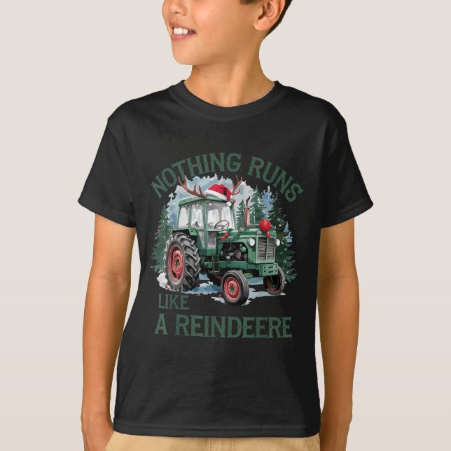 Camiseta Nothing Runs Like A Reindeer Christmas Tractor Far (Anverso)