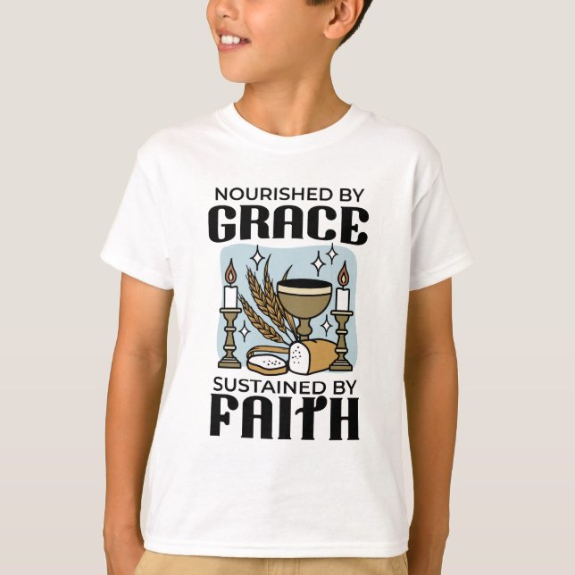 Camiseta Nourished by Grace, Sustained by Faith Design (Anverso)