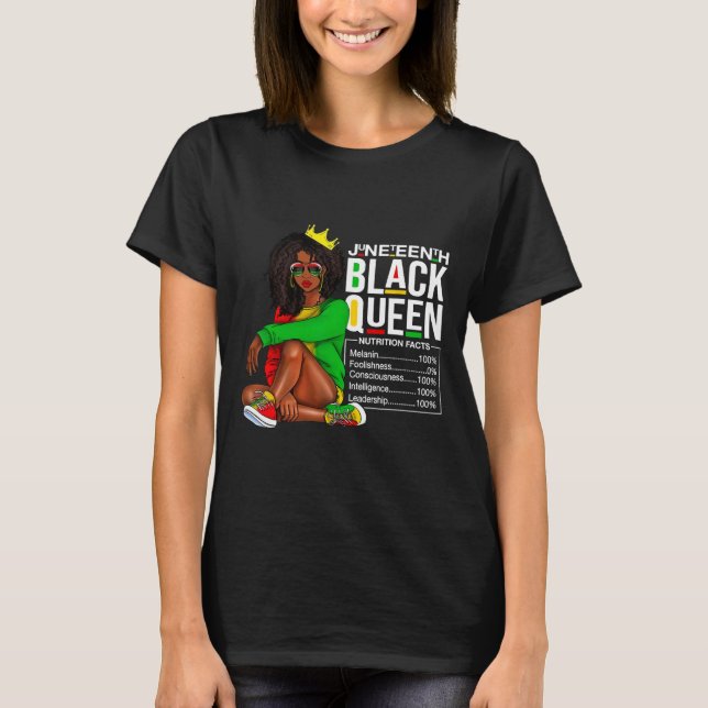 Camiseta Novecientos hechos nutricionales de la Reina Negra (Anverso)