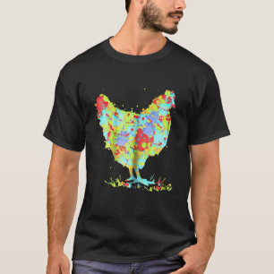 Camiseta Novedad del pollo de color de agua vintage para ho
