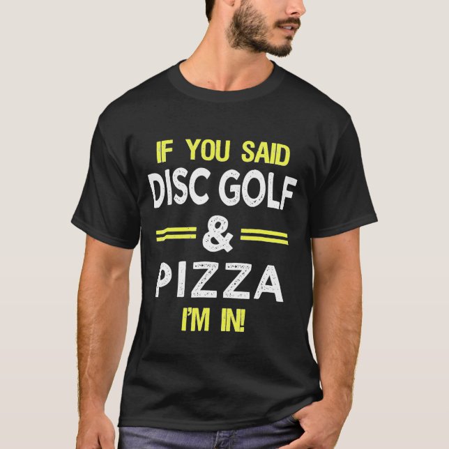 Camiseta Novedad Disk Golf Y Pizza (Anverso)