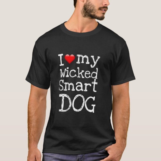Camiseta Novedad Divertida AMO A MI PERRO ENDIABLADAMENTE I (Anverso)