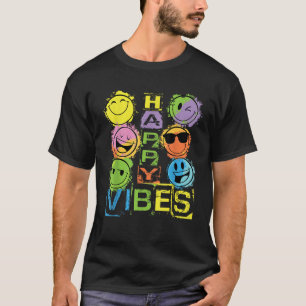 Camiseta Novedad gráfica de Happy Faces Happy Vibes