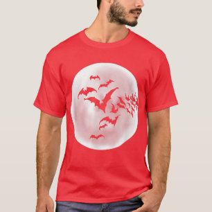 Camiseta Novedad murciélagos extraños volando, luna, noche,