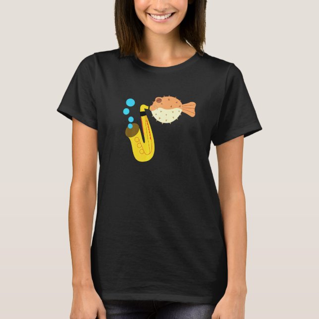 Camiseta Novedad musical saxofónica de peces soplados (Anverso)