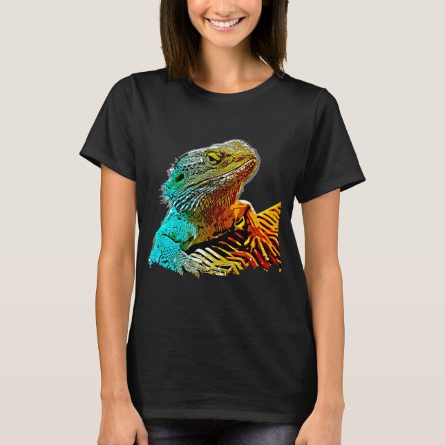 Camiseta Novedad Reptile Lizard Dragon con barba (Anverso)