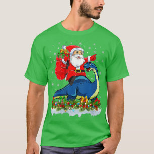 Camiseta Novedades de Santa Claus Riding Brontosaurus Dinos