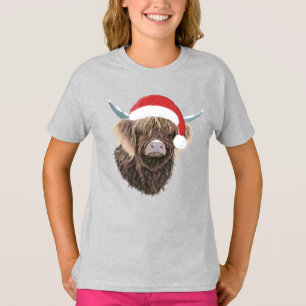 Camiseta Novedosa vaca de Highland vistiendo un sombrero de