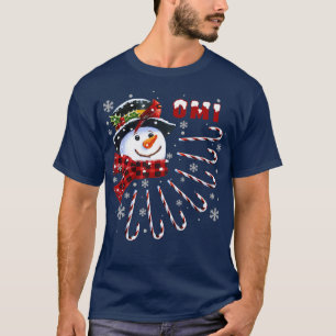 Camiseta Novedosas Navidades de Omi Snowman con bastón de c