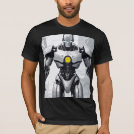 Camiseta Novela Gráfica Cyborg Mecha Blindado Blanco