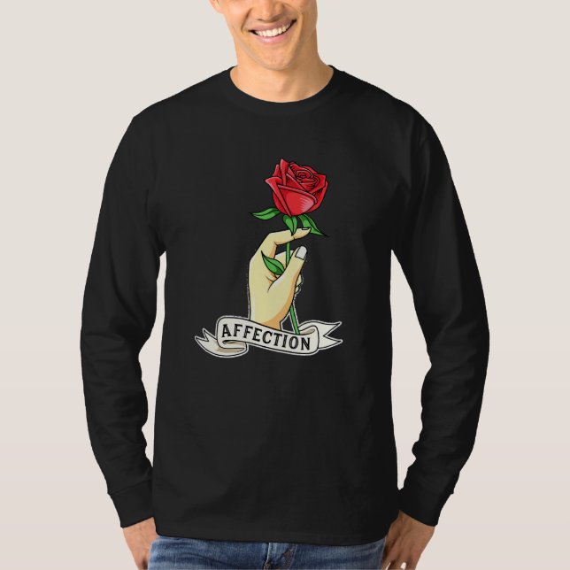 Camiseta Novelidad de afecto de mano de rosa (Anverso)