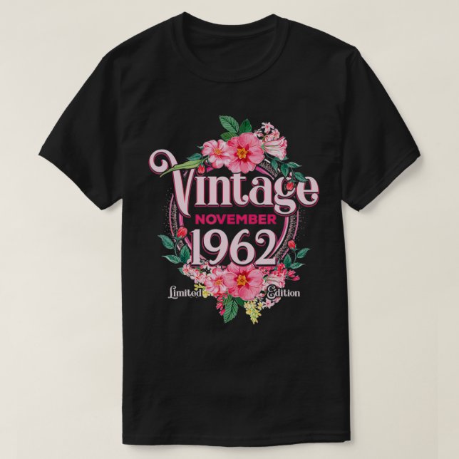 Camiseta November 1962 Birthday Gift 58th Flowers Limited E (Diseño del anverso)