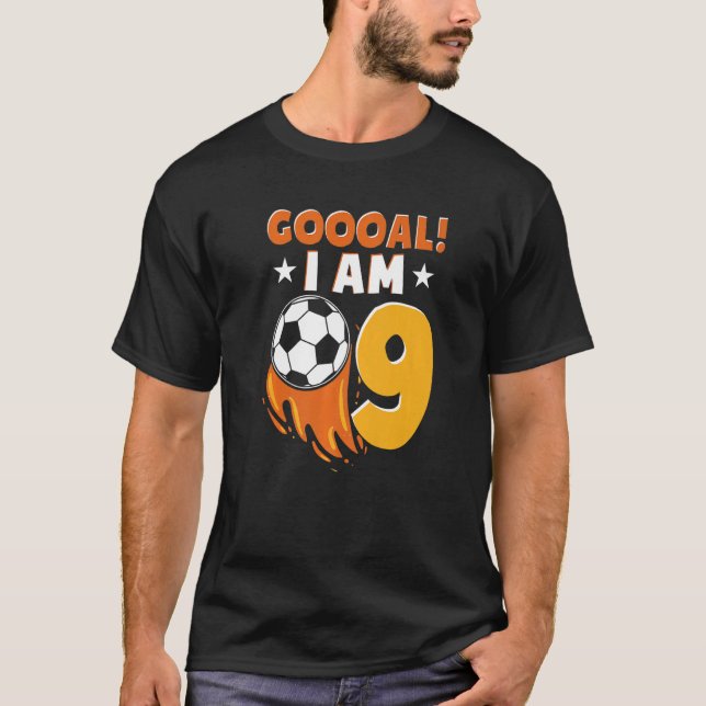 Camiseta Novena fiesta de cumpleaños temática del fútbol 9  (Anverso)
