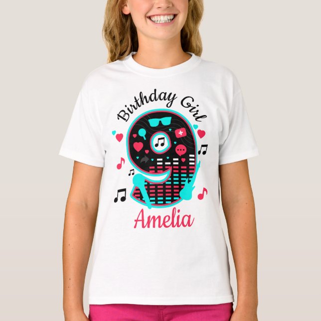 Camiseta Novena Música Chica de cumpleaños 9 (Anverso)