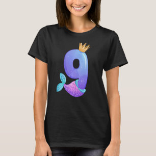 Camiseta Novena Reina de cumpleaños reina sirena de 9 años