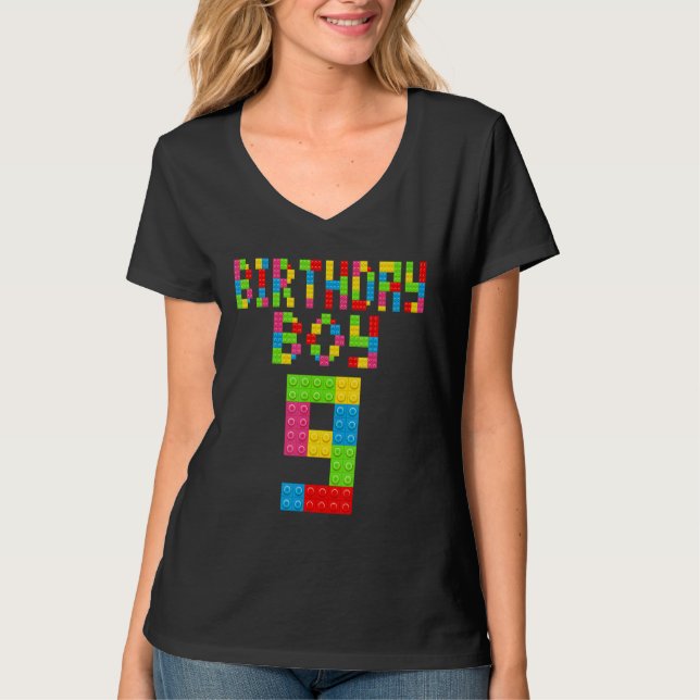 Camiseta Noveno cumpleaños 9 años de edad niños de construc (Anverso)