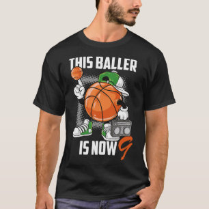 Camiseta Noveno cumpleaños Bysketbyll Player Diversión de n