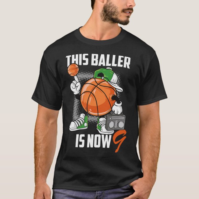 Camiseta Noveno cumpleaños Bysketbyll Player Diversión de n (Anverso)
