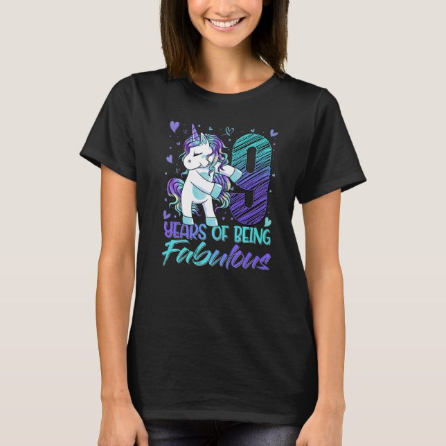 Camiseta Noveno cumpleaños Chica de 9 años de edad con pérd (Anverso)