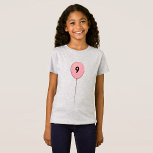 Camiseta Noveno cumpleaños con globo rosa