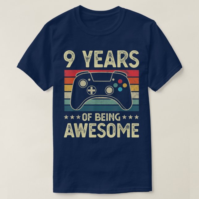 Camiseta Noveno cumpleaños de 9 años asombrosamente diverti (Diseño del anverso)