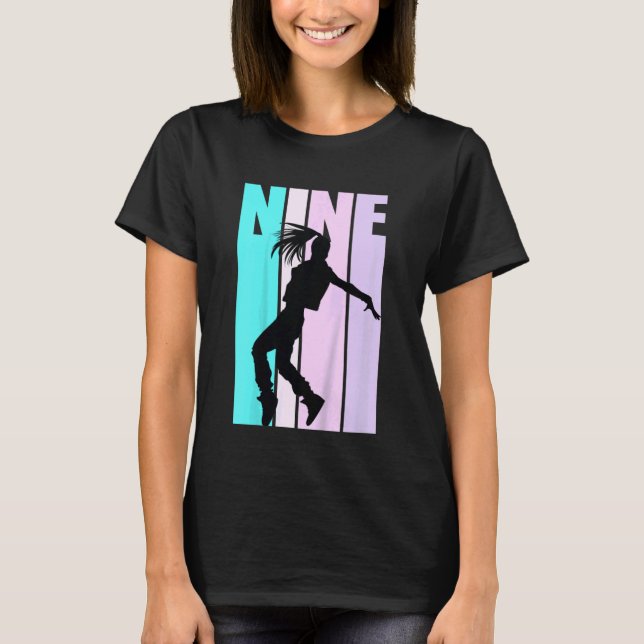 Camiseta Noveno cumpleaños de baile para Chicas Hiphop Danc (Anverso)