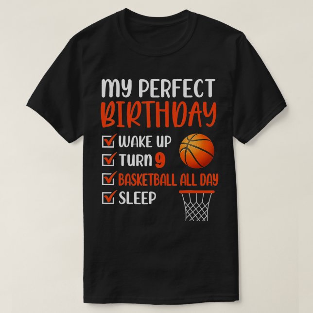 Camiseta Noveno cumpleaños de básquetbol de 9 años Novena f (Diseño del anverso)