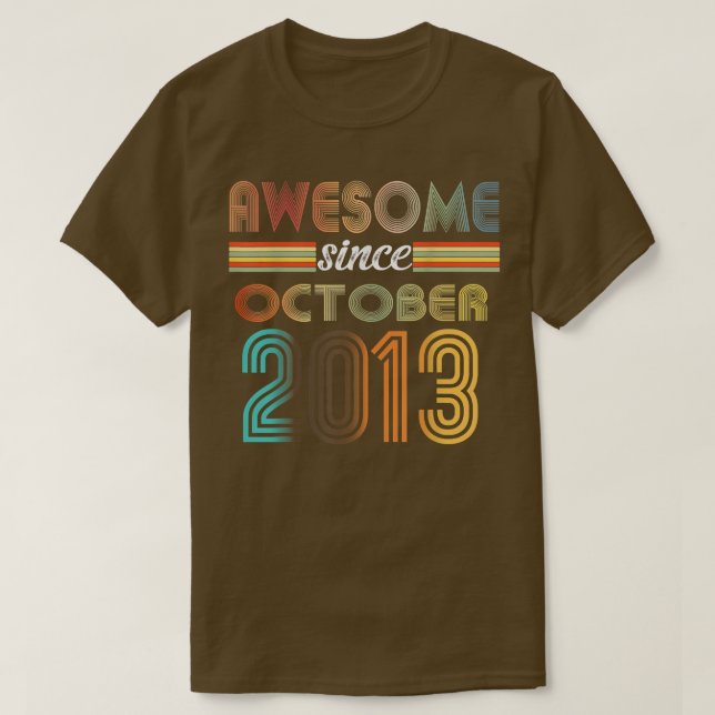 Camiseta Noveno cumpleaños de nueve años desde octubre de 2 (Diseño del anverso)
