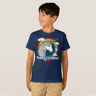 Camiseta Noveno cumpleaños de Unicornio Arcoiris hoy soy nu
