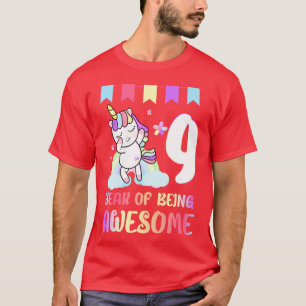 Camiseta Noveno cumpleaños de Unicornio lindo 9 años
