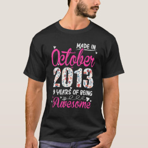 Camiseta Noveno cumpleaños increíble desde la floral de oct