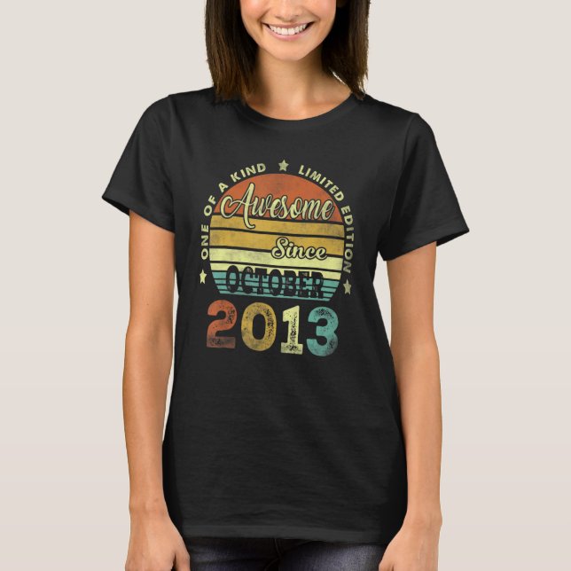 Camiseta Noveno cumpleaños increíble desde octubre de 2013  (Anverso)