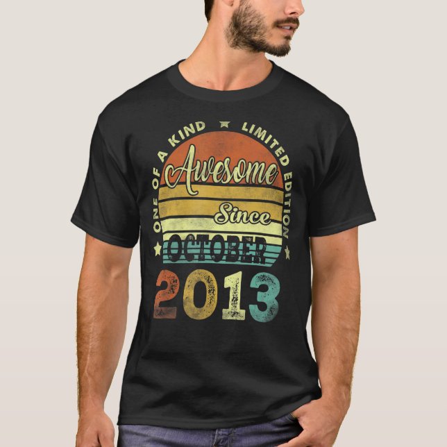 Camiseta Noveno cumpleaños increíble desde octubre de 2013  (Anverso)