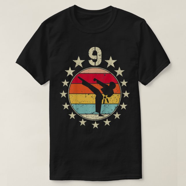 Camiseta Noveno cumpleaños Karate Noveno cumpleaños de 9 añ (Diseño del anverso)