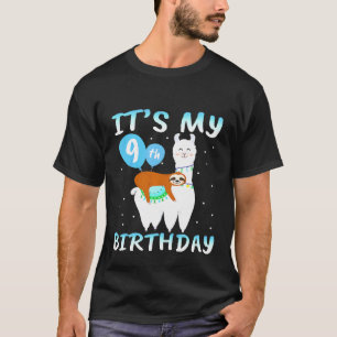 Camiseta Noveno cumpleaños Llama Sloth a niños de 9 años