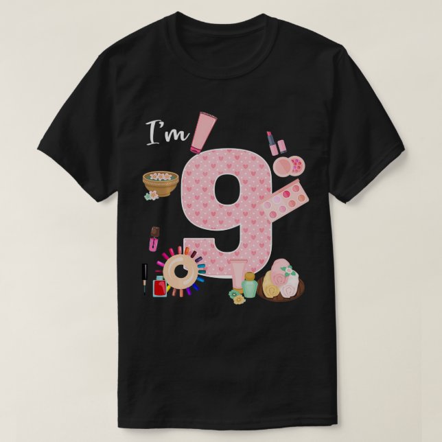 Camiseta Noveno cumpleaños Spa Nail maquillaje polaco de 9  (Diseño del anverso)