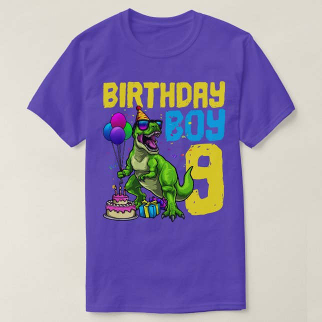 Camiseta Noveno cumpleaños TRex Dinosaur Birthday Boy (Diseño del anverso)