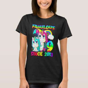 Camiseta Noveno cumpleaños, Unicornio, Chica Fabulous Sin