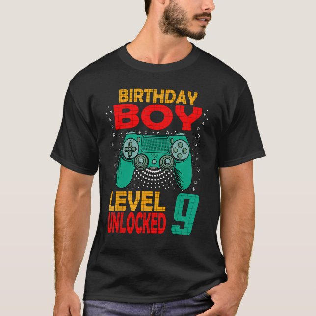 Camiseta Noveno Nacimiento Niño Nivel 9 Cumpleaños Desbloqu (Anverso)