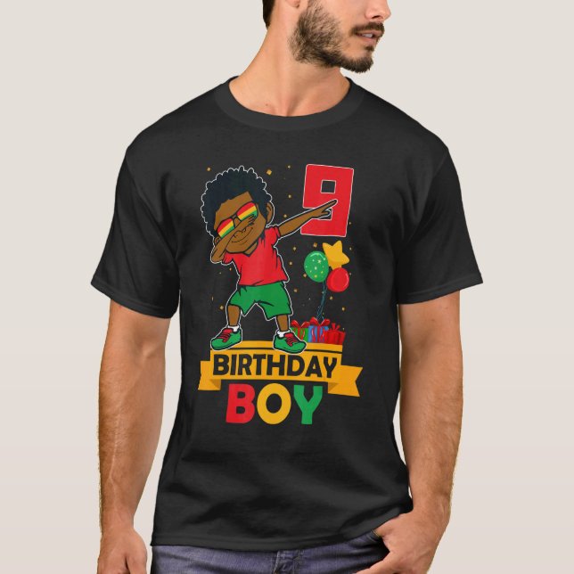Camiseta Noveno niño afroamericano de cumpleaños B (Anverso)