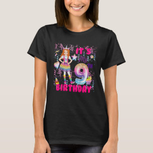 Camiseta Novenos Chicas de cumpleaños 9 años Red Haired 9Dí
