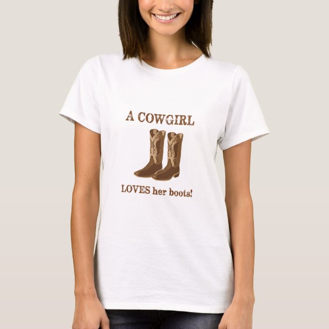 Camiseta Novia ama sus boots Palabras Marrón Occidental (Anverso)