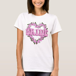Camiseta Novia Boda Rosas Corazón Rosa