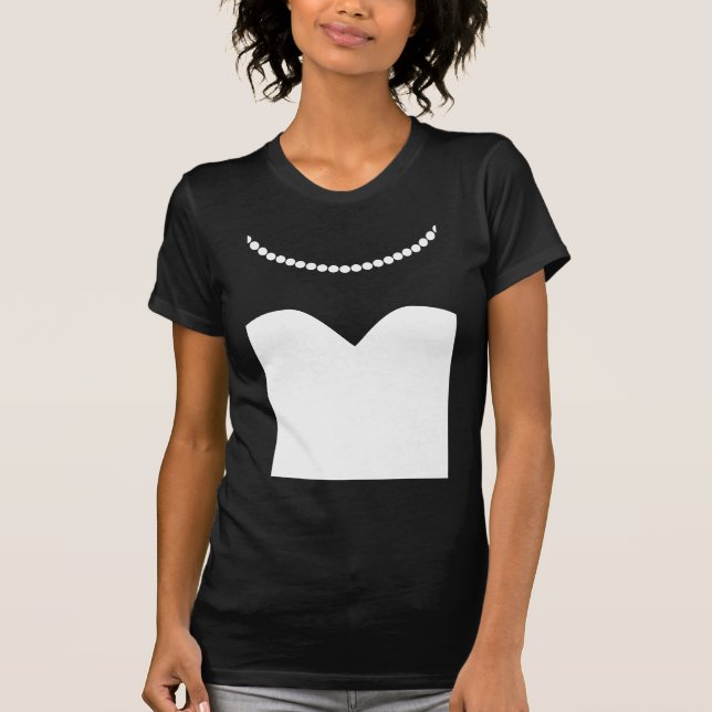 Camiseta Novia Boda Vestir el collar de la perla (Anverso)